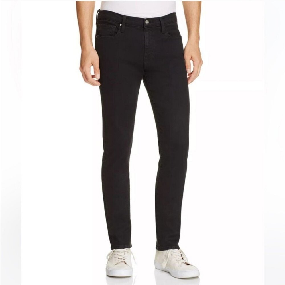 Frame Denim Jeans Men's Noir Black L Homme Skinny Mid Rise Stretch LMHK795 Sz 29
